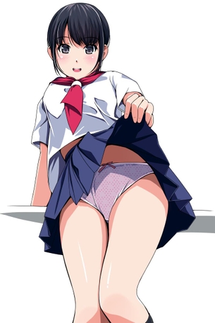 【今日のマンコ】JKがスカートたくし上げてパンツ見せてる二次エロ画像