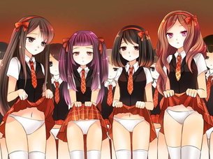 【羞恥45枚】スカートをたくしあげてる女の子の二次エロ画像グリぐり part18