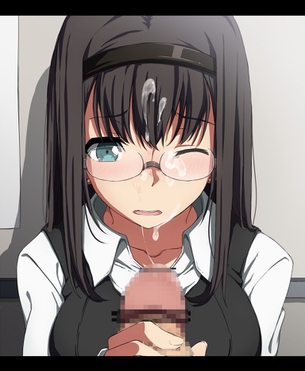顔射の二次元エロ画像。