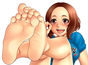 【多分臭い】夏服女子の足裏二次エロ画像
