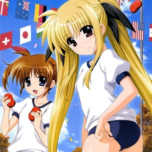 むき出しの太ももにドキドキする、二次元ブルマ美少女画像。