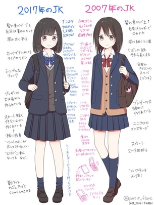 10年前と現在のJKを比較したイラストが話題にwwwwwwwww （※画像あり）