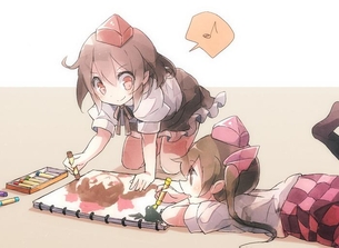 【文化の日】東方キャラが絵を描いている画像 その2 50枚