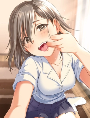 しゃぶりつきたくなるようなエロい舌を出してる二次元女の子画像