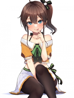 【ホロ】黒タイツ脚がエッチな夏色まつりちゃんの二次画像【初期衣装】