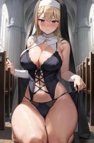 【AIイラスト】服の下にエグい下着・体を隠していたシスターさんの二次エロ画像Part2 - Hentai-AI 二次エロ画像サイト [AI Generated]
