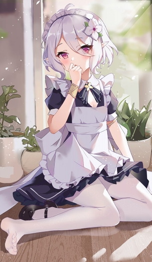 【白スト】清楚感マシマシでとっても可愛い白タイツメイドさんの二次画像