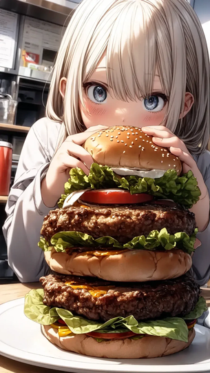 【AIイラスト】ハンバーガーと女の子のAIイラストまとめ【アニメ調】 [AI Generated]