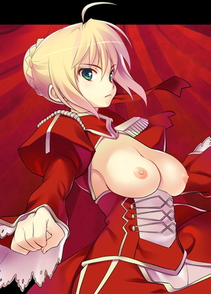 【Fate/EXTRA】態度もおっぱいも大増量ｗ 暴君 赤セイバー（赤王）エロ萌え画像集【二次エロ画像】