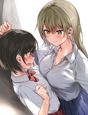 【画像】片方だけ巨乳の百合カップルｗｗｗｗｗｗｗｗ