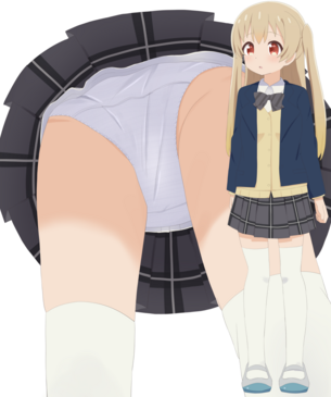 【画像】ローアングルパンチラと立ち絵が1枚になってるイラスト