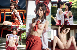 可愛い美少女たちが霊夢ちゃんのコスプレをしてくれたAIエロ画像303枚まとめ！ [AI Generated]