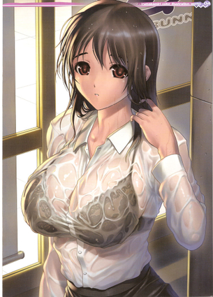 エロ画像】透け透けのエロい画像　梅雨時の制服の女の子をおっかければいいですか!?