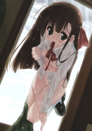 エロ画像】透け透けのエロい画像　梅雨時の制服の女の子をおっかければいいですか!?