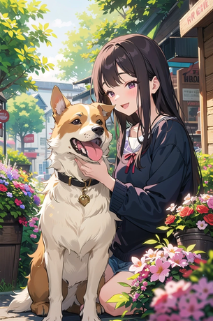 【AIイラスト】犬と女の子のAI画像まとめ【アニメ調】 [AI Generated]