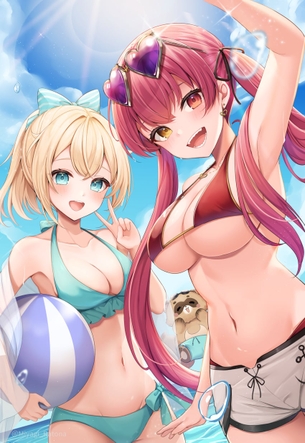 【非・微エロ】色鮮やかな水着を身に着けた女の子の二次画像まとめ その２５