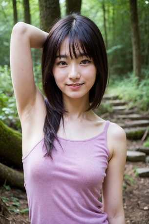 【AI腋フェチ画像】森の中で腋を見せるAIお姉さん [AI Generated]