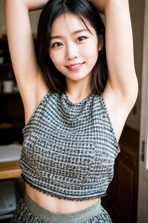 【AI腋フェチ画像】荒涼とした廃屋の台所でAI美女の腋を見る [AI Generated]