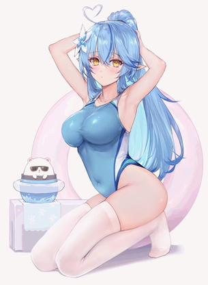 【二次】白ニーハイや白ストッキングを履いてる競泳水着女子画像