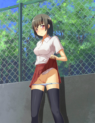 エロ画像】スカートとか洋服をたくしあげてエッチな部分を見せてくれてる女の子のエロ画像　スカートたくしあげたら大事な部分まで!?