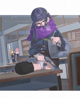 【JK】制服女子校生ちゃんが学校の机で角オナニーに没頭してるエロ画像