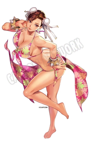 【画像】カプコン公式Xさん、めちゃくちゃエッチな春麗の水着イラストを掲載する