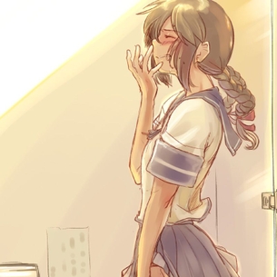 快楽に堕ちそうになってるアヘ顔の磯波抜けるエロ画像！【艦隊これくしょん】