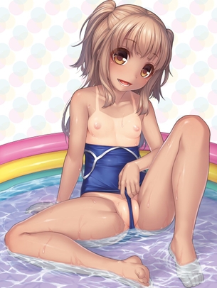 【少女の褐色ボディ】水着の日焼け跡が健康的っていうか逆に卑猥ｗ少女の日焼けエロボディ二次エロ画像集【小麦色の肌】