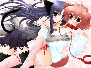 女の子同士でくんずほぐれつしちゃってる百合二次元エロ画像