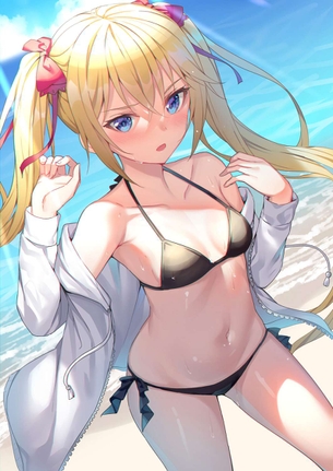【早く大人になりたい】貧乳だけどビキニの水着を着てる二次エロ画像
