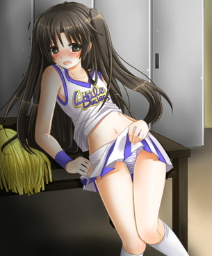 無理やりなのかな？それとも喜んでる？スカートたくし上げてパンツとか丸見え少女の二次元エロ画像