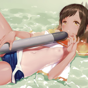 スク水を着たままエッチなロリ美少女の二次画像