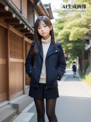 【黒スト】街で見かけた可愛い黒タイツ女子を撮らせてもらった三次風街撮り画像 part2【AI画像】