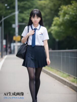 【JK】黒パンストや黒タイツを履いた女子校生ちゃんを街撮りした三次盗撮風画像 part5【AI画像】