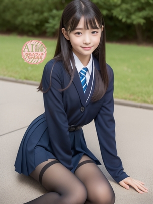 【黒ストJK】黒タイツの女子校生ちゃんを撮影した三次風画像【AI写真】