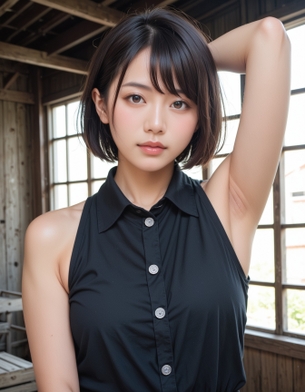 【AI腋フェチ画像】廃屋でAI美女の腋を見た [AI Generated]