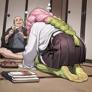 【鬼滅の刃】スポンサーのエロおやじにしゃぶり尽くされる甘露寺蜜璃！鬼殺隊のための接待で抵抗もできずに「女」を開発されちゃう…
