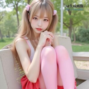 【AI画像】カラータイツを履いた女の子の三次風画像 part1 ピンクタイツ編