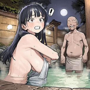 【僕の心のヤバイやつ】山田杏奈が露天風呂でエロ爺に遭遇！老人のくせに逞しいチンポをヌルっと挿入されてイカされまくり…！