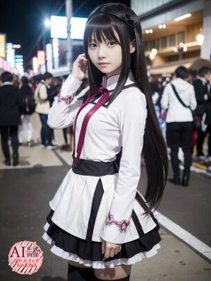 【まどマギ】暁美ほむらちゃんコスをしてるコスプレイヤーさんを撮影させてもらった三次風画像【AI画像】