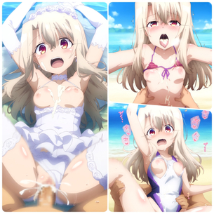 【画像】「FATEプリズマイリヤ」色々なエロかわ水着イリヤをビーチで即Ｈ❣したらおちんちん惚れされて結婚