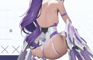 『勝利の女神：NIKKE』フローラのお尻丸出しで後ろ姿がほぼ全裸のムチムチバニー衣装