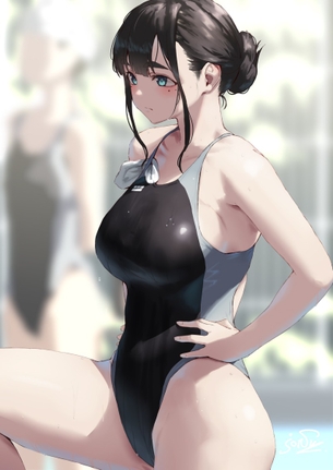 【２次】競泳水着姿の女の子のエロ画像その３４