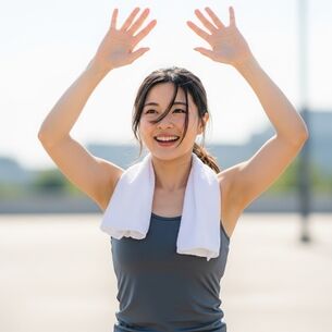 【AI腋フェチ画像】タオルを首にかけたAI美女の腋 [AI Generated]