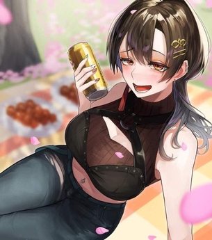 【花見シーズン到来】桜の下でお酒飲んでる女子の二次エロ画像