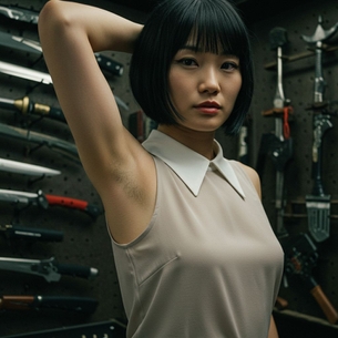 【AI腋フェチ画像】街の片隅にある武器屋で遭遇したAI美女の腋 [AI Generated]