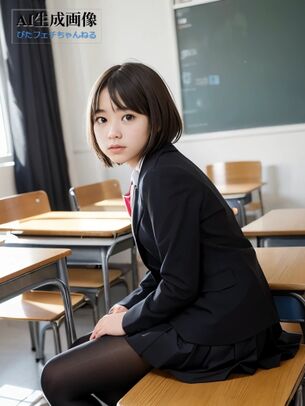 【黒ストJK】学校の教室で撮影された黒タイツ女子校生ちゃんの三次風画像 part2【AI画像】