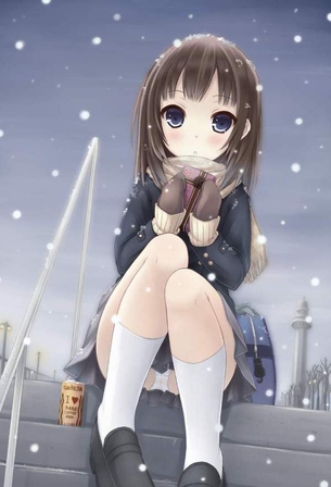 【怪談の日】階段に座ってる女子の二次パンチラ画像
