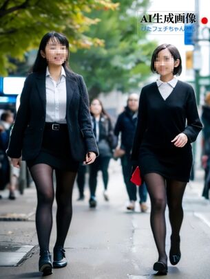 【黒スト】黒タイツや黒パンストを履いたOLさんをこっそりと撮影した三次盗撮風画像 part3【AI画像】