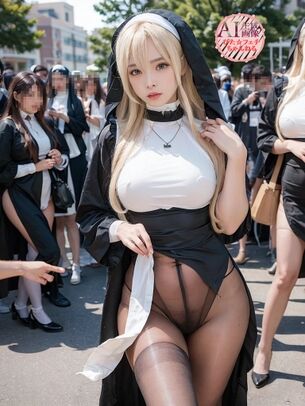 【陰毛】下半身の描写がぎりぎりアウトな気がするシスターさんの三次風コスプレエロ画像【AI画像】